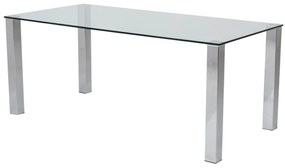 Asztal Oakland 151Ezüst, 75x90x180cm, Edzett üveg, Fém
