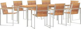 vidaXL Kert étkező szett 9 pcs Barna Tömör Teakfa