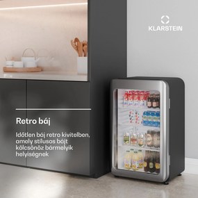 Klarstein Audrey Evo italhűtő, Rretro kivitel, üvegajtó, 93 L, EEK C