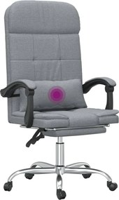 vidaXL világosszürke szövet dönthető irodai masszázsfotel