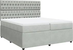 vidaXL világosszürke bársony rugós ágy matraccal 200x200 cm