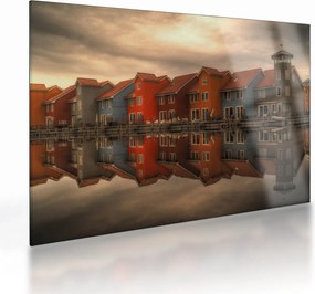 Színes házak képe (üvegen) (70x50 cm)