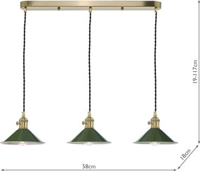 Dar Lighting vintage függeszték hadano sárgaréz olíva darhad3640-07