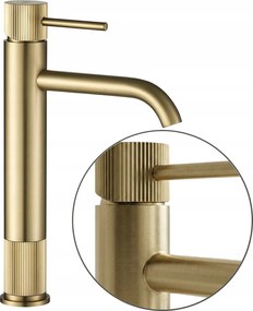 Mosdó csaptelep Magas Arany Csiszolt Pvd Rea Lungo Stripe Asztali