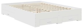 vidaXL Ágykeret fiókkal fejtámlával Fehér 135 x 190 cm Faanyag
