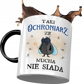 Fekete Bögre Biztonsági őrnek, hogy a légy ne üljön le fényképes nyomattal