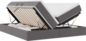 vidaXL Ágy tárolóval és matraccal matracmal Szürke 200 x 200 cm Műbőr