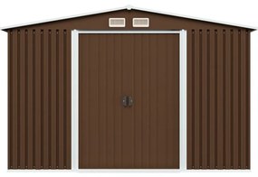 barna acél kerti fészer 257 x 205 x 178 cm