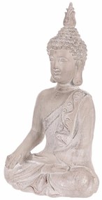 Buddha ülő szobor, szürke, polirezin, 30 x 22 x 54 cm