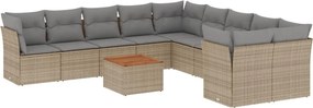 vidaXL 11részes vegyes bézs polyrattan kerti ülőgarnitúra párnákkal