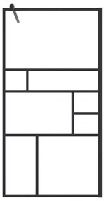 Fekete ESG üveg és alumínium zuhanyfal polccal 100 x 195 cm