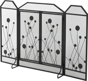 HOMCOM Összecsukható Tűzvédő Képernyő Kandallóhoz Fekete Acél és Fém Anyagból, 2 Mágneses Zárral, 125x80cm | Aosom