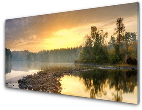 Üvegkép Lake Pond Landscape 100x50 cm 2 fogas