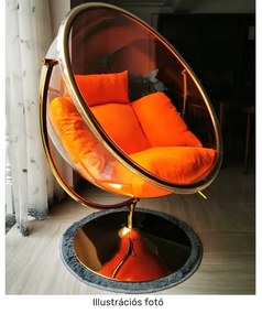 Függő fotel állvánnyal, átlátszó/ezüst/szürke, BUBBLE TYP 2