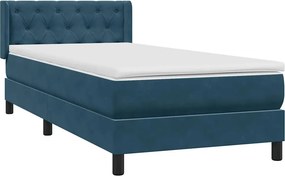 vidaXL sötétkék bársony rugós ágy matraccal 80x220 cm