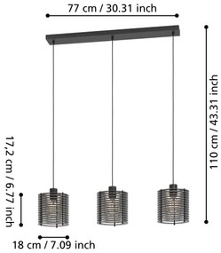 Eglo 900738 - Csillár zsinóron SEGOVIA 3xE27/40W/230V