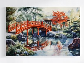 Vászonkép Canvas Japán Kert Híd Tó Akvarell 120x80