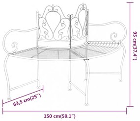 fekete acél fa körüli pad 150 cm