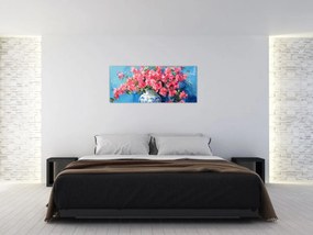 Kép - Váza rózsaszín virágokkal (120x50 cm)