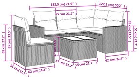 6 részes bézs polyrattan kerti ülőgarnitúra párnával