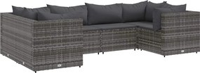 vidaXL 6 részes szürke polyrattan kerti ülőgarnitúra párnákkal