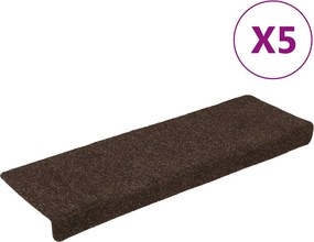 vidaXL 15 db öntapadós lépcsőszőnyeg, barna, téglalap alakú széllel, 65 x 21 x 4 cm