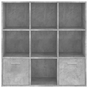 betonszürke szerelt fa könyvszekrény 98 x 30 x 98 cm