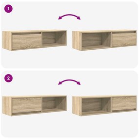 2 db sonoma tölgy színű szerelt fa TV-szekrény 100x31x25,5cm