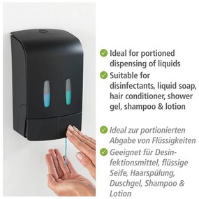 Fekete fali műanyag szappanadagoló 0.96 l Tartas – Wenko