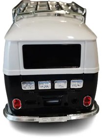 Volkswagen Transporter T1 alakú világító bluetooth hangszóró és rádió – villogó fényszórókkal és guruló kerekekkel – 21 cm
