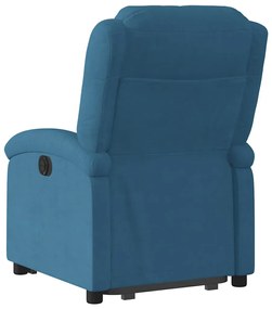 elektromos felállást segítő kék bársony dönthető fotel