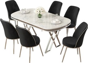 Lai étkezőgarnitúra, fehér-króm, 168 cm – TR240CHR2354