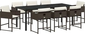 vidaXL Kert étkező szett 9 pcs Barna polirattan
