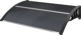 Outsunny Íves Napernyő Elülső Ajtóra 100 x 75 cm Aluminium és Polikarbonát Anyagból, UV Védelemmel, Balkoni Nap- és Esővédelem, Fekete | Aosom