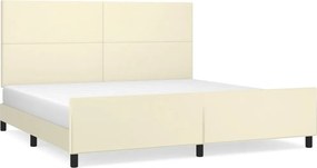 vidaXL krémszínű műbőr ágykeret fejtámlával 200 x 200 cm