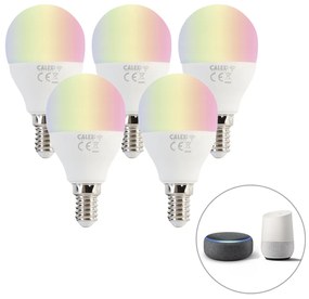 5 db smart E14 RGBW LED lámpa készlet P45 matt 4,9W 470 lm 2200-4000K