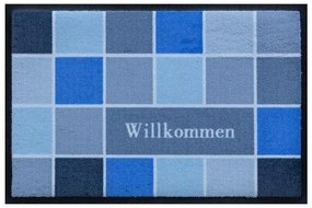 Geometriai mintás prémium lábtörlő - Willkommen (Válassz méretet: 100*70)