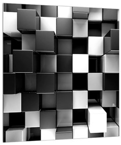 Absztrakt fekete-fehér kép-kockák (30x30 cm)