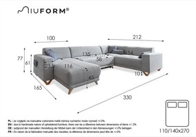 Bézs kinyitható-tárolóhelyes sarokkanapé (jobb oldali-U alakú) Classy Sophie – Miuform