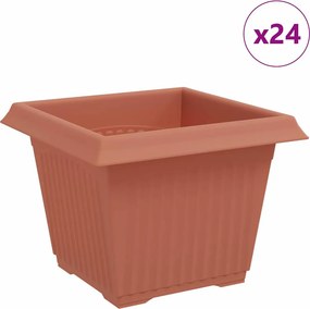 vidaXL Négyzet Virágcserép 24 pcs Tégla Vörös 23 x 23 x 17,5 cm