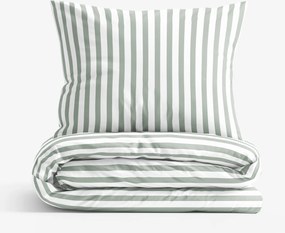 Goldea pamut ágyneműhuzat - zsálya színű csíkos 140 x 200 és 70 x 90 cm