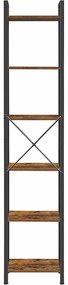 Nyitott könyvespolc, 40 x 187,5 x 30 cm, rusztikus barna és fekete