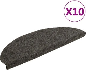 vidaXL 10 db öntapadós lépcsőszőnyeg 65 x 21 x 4 cm antracitszürke félkör alakú nagyméretű