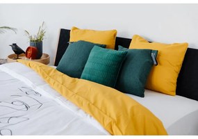 Fekete-natúr színű tölgyfa franciaágy 180x200 cm Fawn – Gazzda