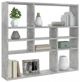 betonszürke szerelt fa fali polc 90 x 16 x 78 cm