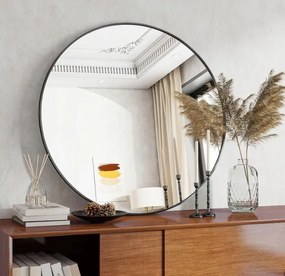 Kerek tükör 70 cm fekete fém fali keret Koonmi