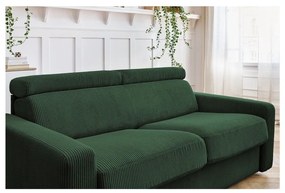 Sötétzöld kordbársony kinyitható kanapé 215 cm Monaco – Bobochic Paris