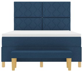 Boxspring ágy matraccal és paddal Kék 140x200 cm Szövet