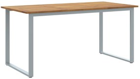 Kültéri Étkezőasztal Szürke 160x80x75 cm Acél és Szilárd Akácfa