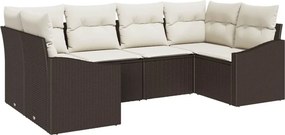 vidaXL Kerti Kanapé Szett tárolóval 6 pcs Barna és Krém polirattan